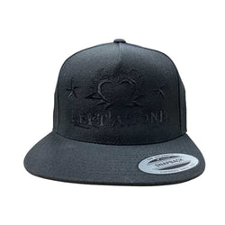 Left Alone "Heart Logo" Embroidered Snapback Hat Black on Black
