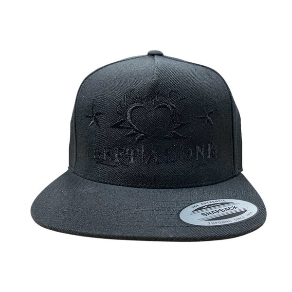 Left Alone "Heart Logo" Embroidered Snapback Hat Black on Black