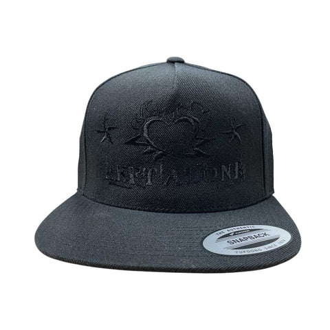 Left Alone "Heart Logo" Embroidered Snapback Hat Black on Black