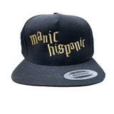 Manic Hispanic Logo Gold on Black  Embroidered Hat
